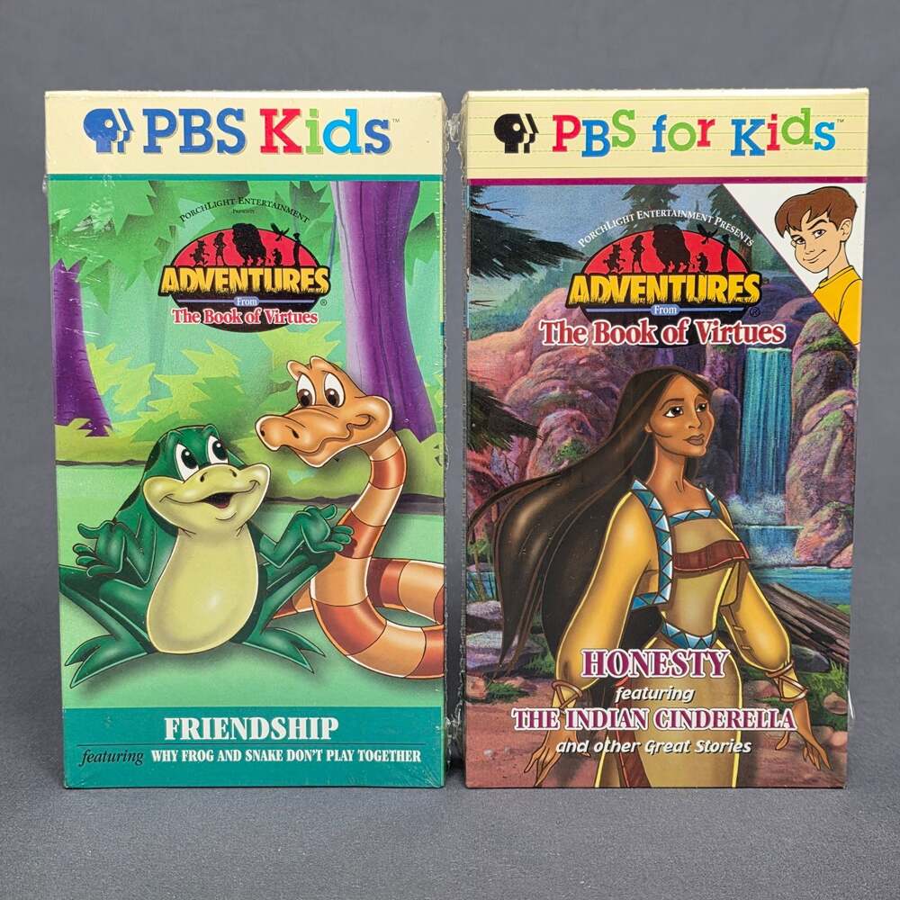 Lot of 2 Adventures From The Book of Virtues VHS - Honesty and Friendship